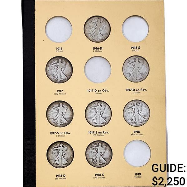 1916-1947 Walking Half Dollar Books (58 Coins)