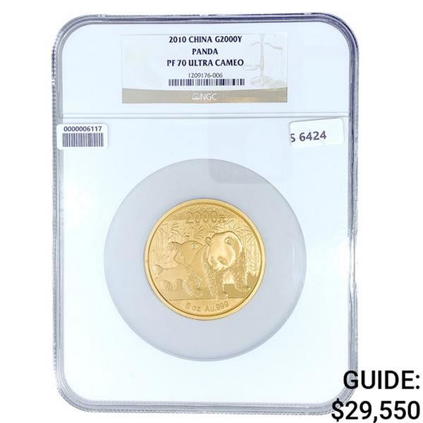 2010 China 5oz Gold 2000 Yuan Panda NGC PF70 UC