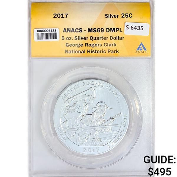 2017 Clark Park 5oz Silver Medal ANACS MS69 DMPL