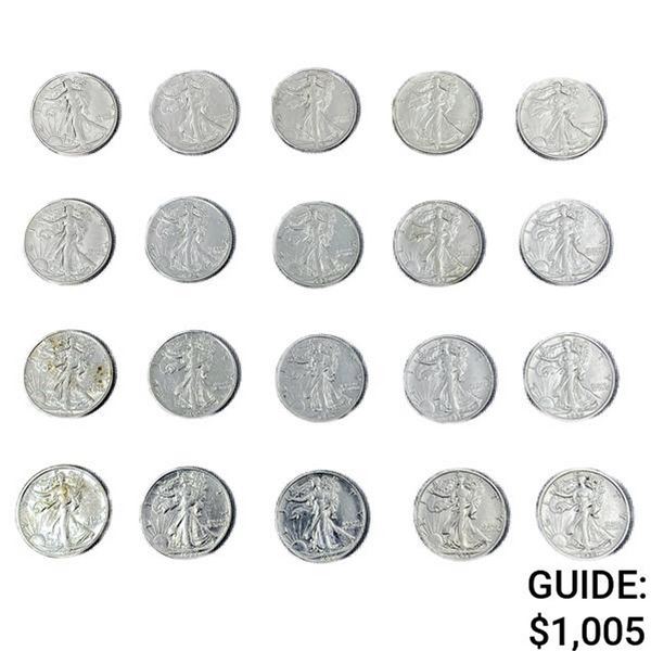 1934-1939 Walking Half Dollars (20 Coins)