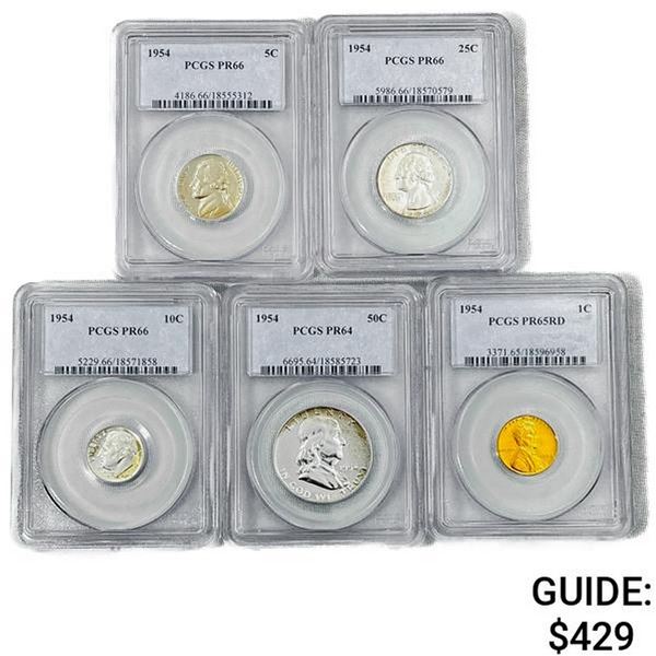 1954 US Proof Set (5 Coins) PCGS PR