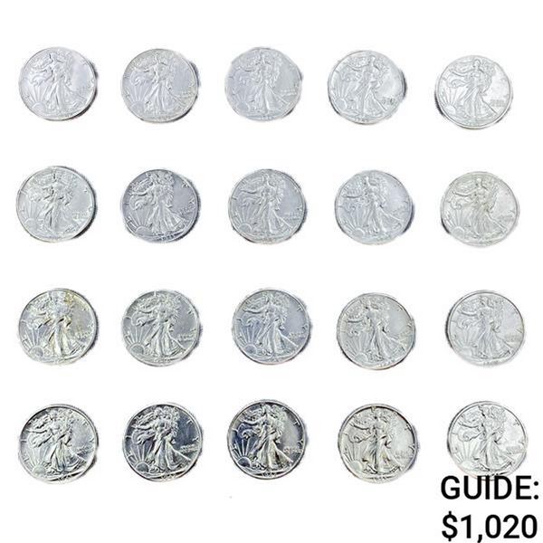 1936-1947 Walking Half Dollars (20 Coins)