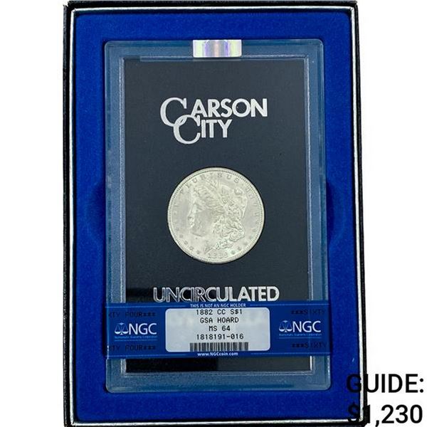1882-CC Morgan Silver Dollar NGC GSAMS 64 GSA