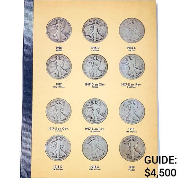 1916-1947 Walking Half Dollar Books (65 Coins)