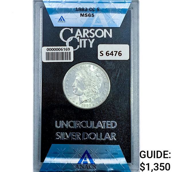 1883-CC Morgan Silver Dollar ANACS MS65 GSA