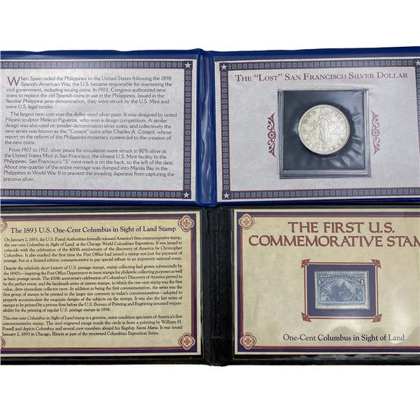 Lost Silver Dollar & Commem Stamp Set (2 Items)