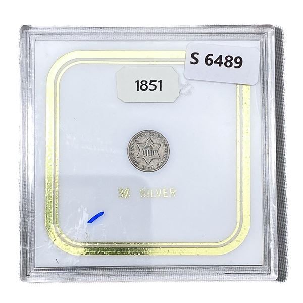 1851 Silver Three Cent