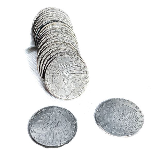 1929 1/10oz Silver Indian Head Coins (23 Coins)