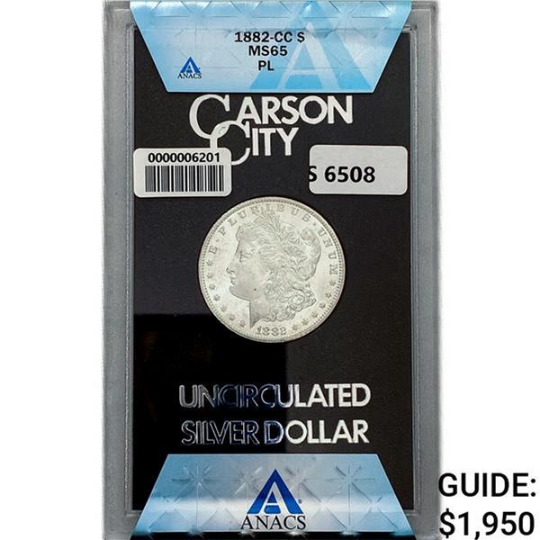 1882-CC Morgan Silver Dollar ANACS MS65 PL GSA