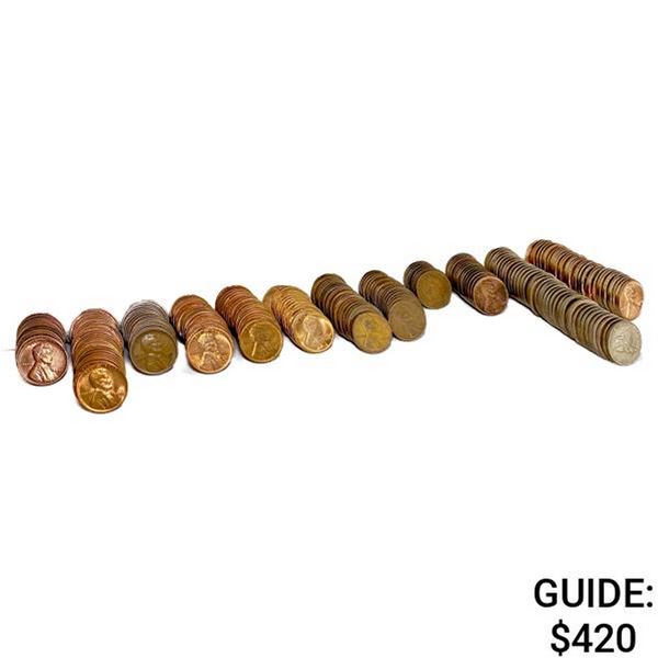 1858-1968 Varied Cent Rolls (240 Coins)