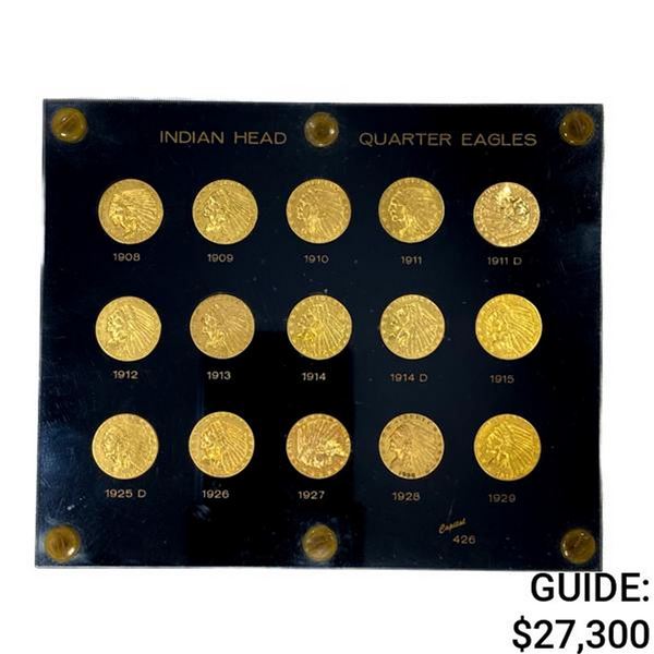 1908-1929 Complete Gold Indian $2.5 Set (15 Coins)