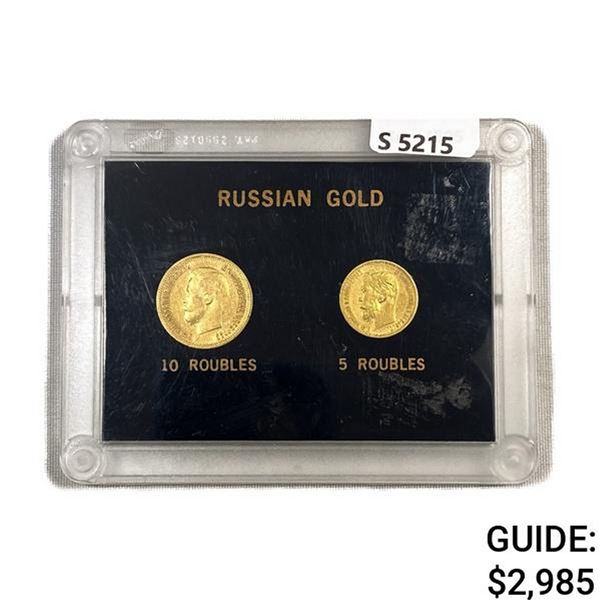 Russia .3735oz TAGW Gold 5 & 10 Roubles (2 Coins)