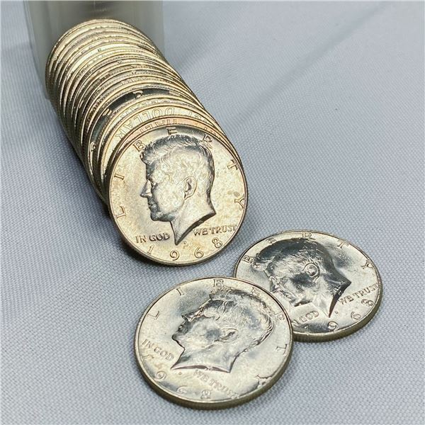 1968-D Kennedy Half Dollar Roll (20 Coins)