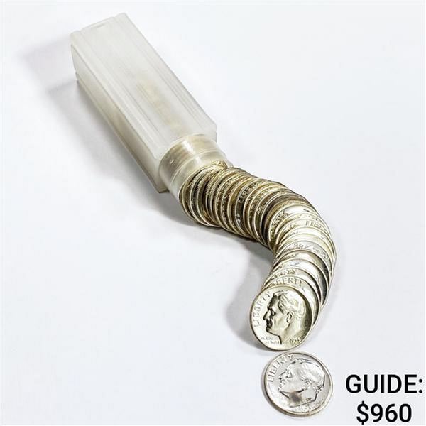 1955-1956 Roosevelt Dime Roll (49 Coins) Proof