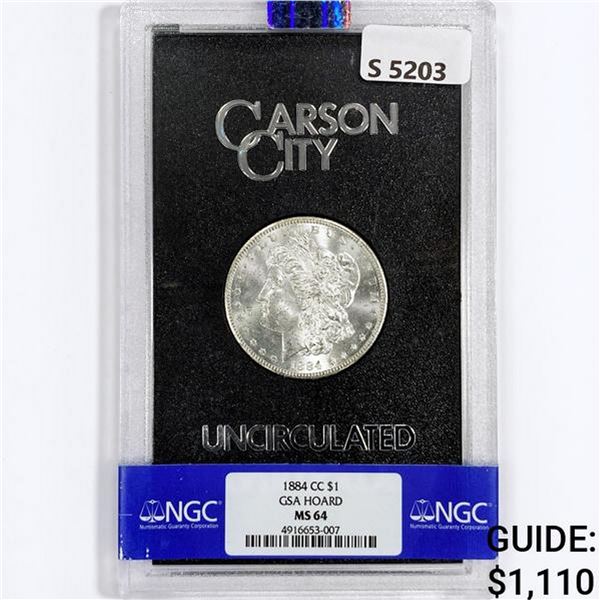 1884-CC Morgan Silver Dollar NGC MS64 GSA