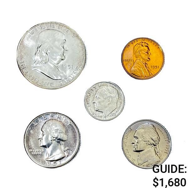 1951 US Proof Set (5 Coins) GEM BU