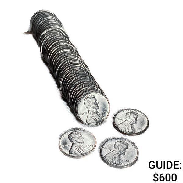 1943 Wheat Cent Roll (50 Coins)