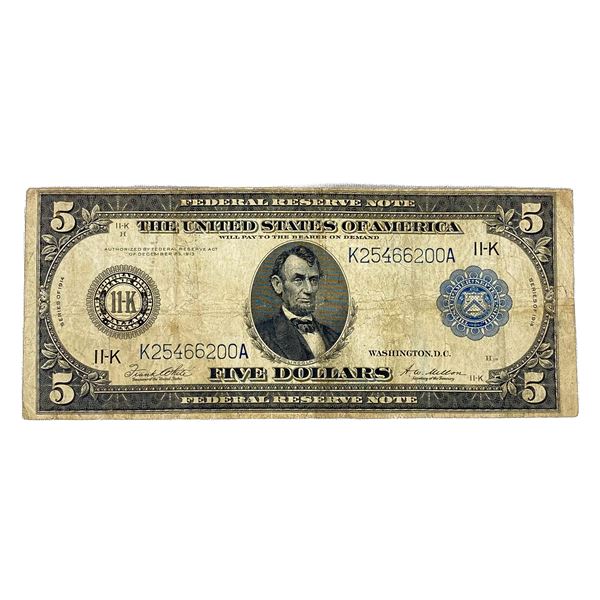 1914 LG $5 Fed Res Notes