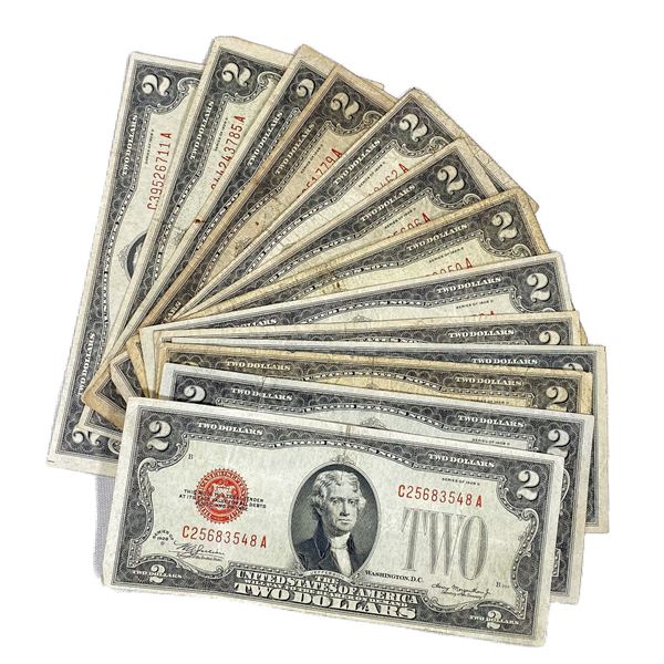 (13) 1938 D $2 Legal Tender Notes
