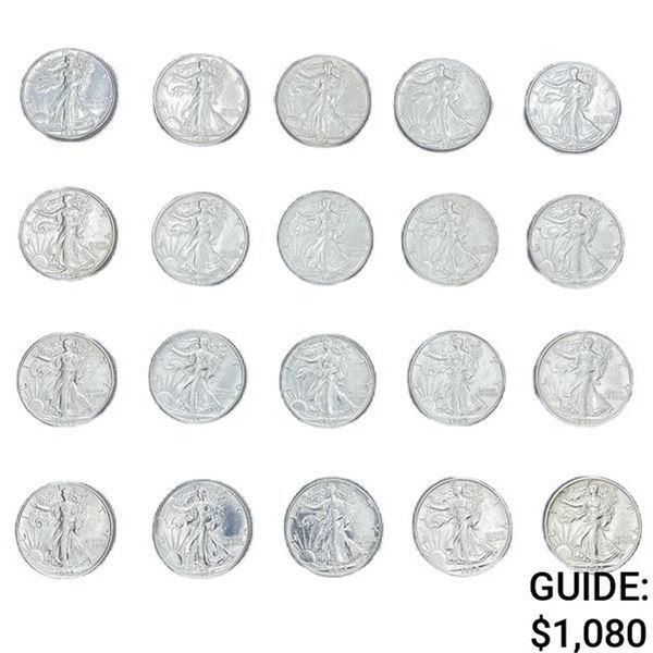 1937-1947 Walking Half Dollars (20 Coins)