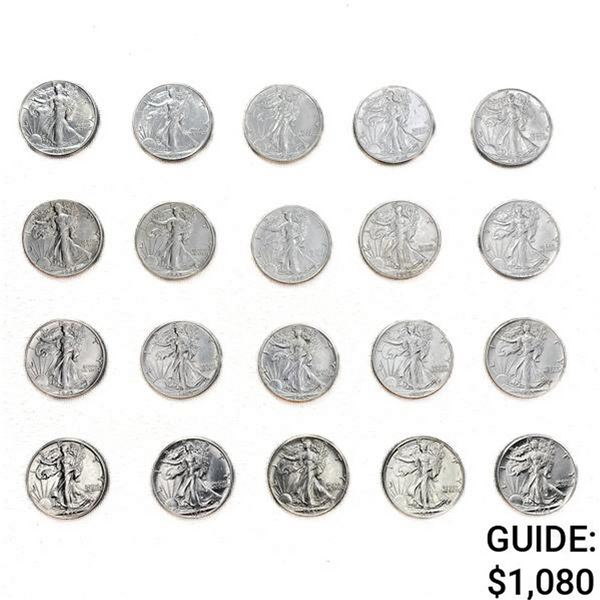 1940-46 Walking Half Dollars (20 Coins)