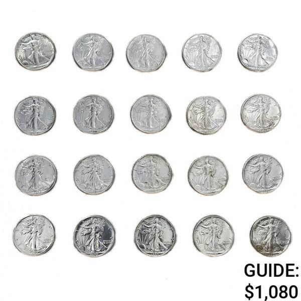 1936-1945 Walking Half Dollars (20 Coins)