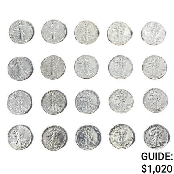 1934-1946 Walking Half Dollars (20 Coins)