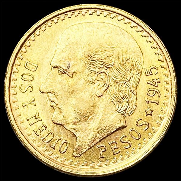 1945 Mexico .0603oz Gold 2 1/2 Pesos