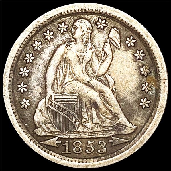 1853 Arws Seated Liberty Dime
