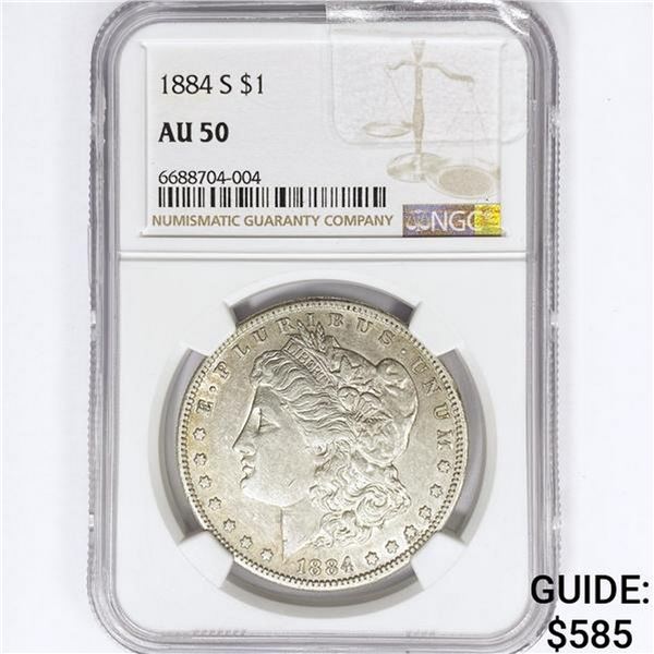 1884-S Morgan Silver Dollar NGC AU50