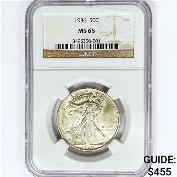1936 Walking Liberty Half Dollar NGC MS65