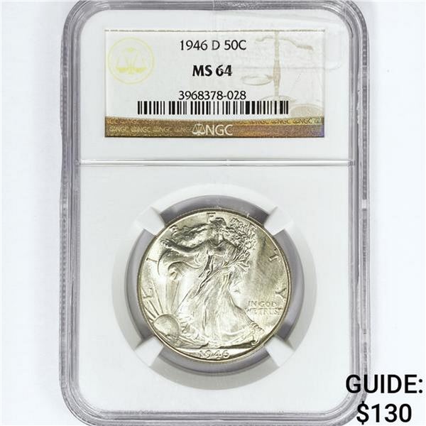 1946-D Walking Liberty Half Dollar NGC MS64