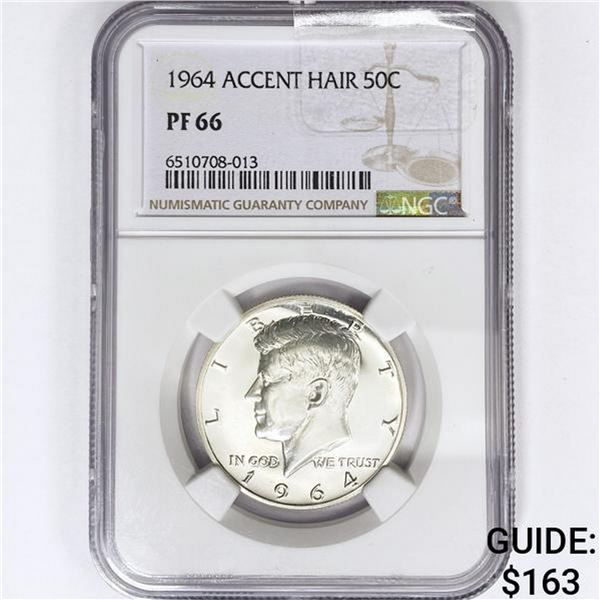1964 Kennedy Half Dollar NGC PF66 Accent Hair
