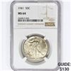 Image 1 : 1941 Walking Liberty Half Dollar NGC MS64