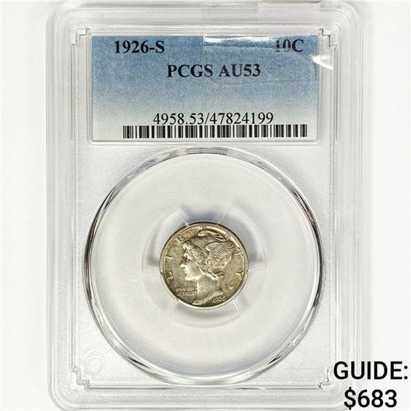 1926-S Mercury Silver Dime PCGS AU53