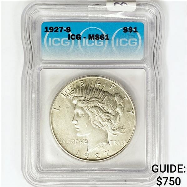 1927-S Silver Peace Dollar ICG MS61