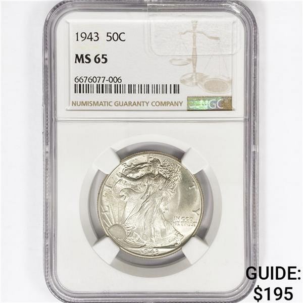 1943 Walking Liberty Half Dollar NGC MS65