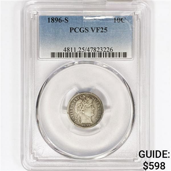 1896-S Barber Dime PCGS VF25