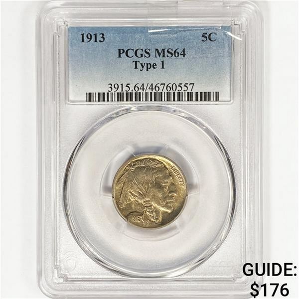 1913 Buffalo Nickel PCGS MS64 Type 1