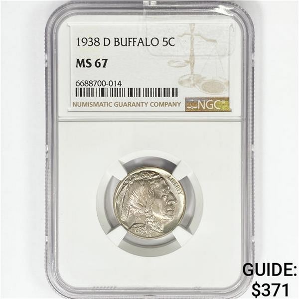 1938-D Buffalo Nickel NGC MS67