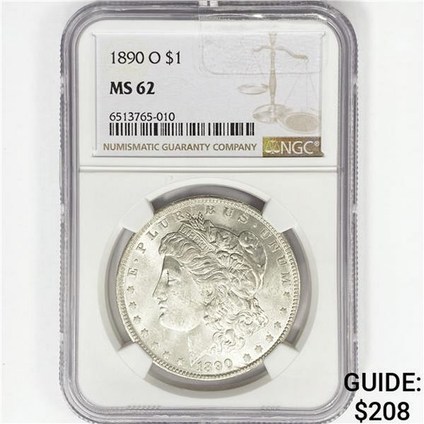 1890-O Morgan Silver Dollar NGC MS62