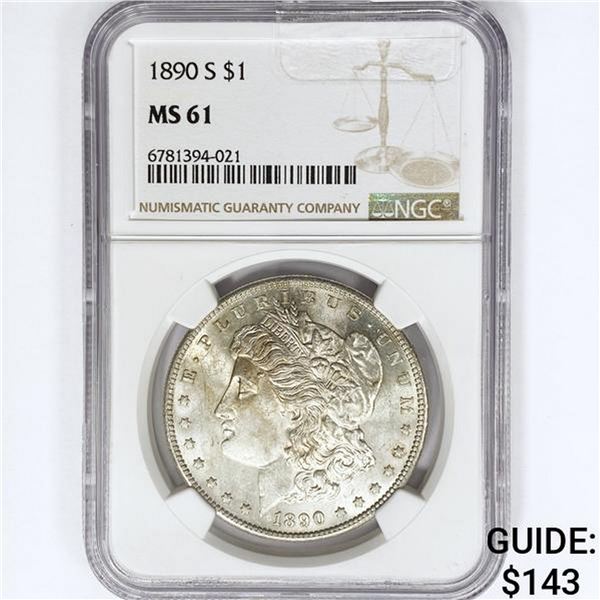 1890-S Morgan Silver Dollar NGC MS61