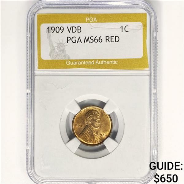 1909 VDB Wheat Cent PGA MS66 RED