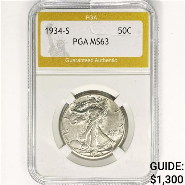 1934-S Walking Liberty Half Dollar PGA MS63