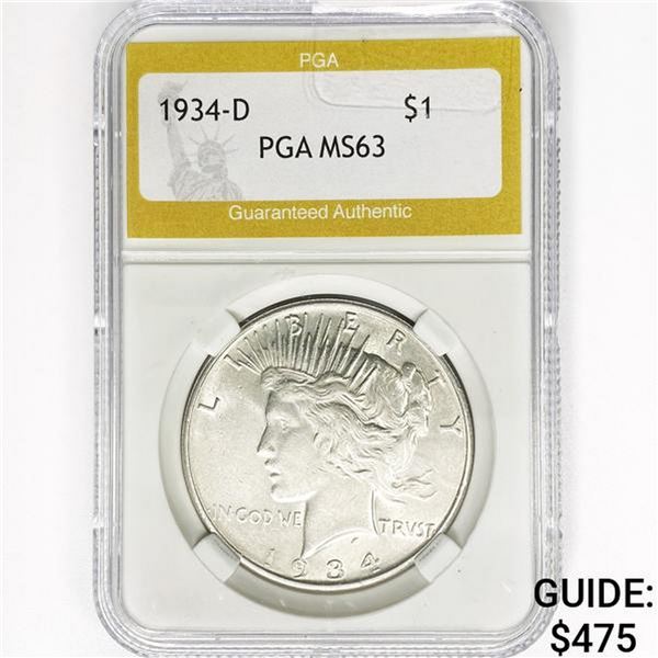 1934-D Silver Peace Dollar PGA MS63