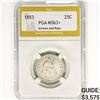 Image 1 : 1853 Seated Liberty Quarter PGA MS63+ Arws & Rays