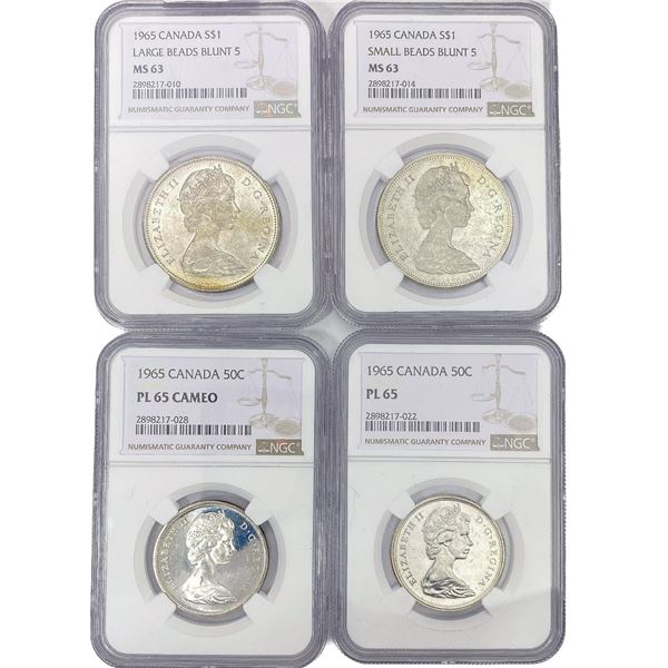 (4) Canada Silver Coinage NGC MS/PL (1965)