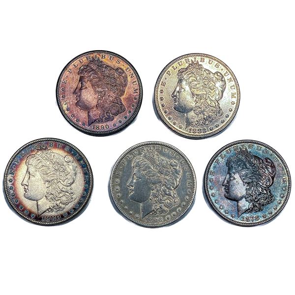 (5) Morgan Silver Dollars (1878, 1880-O, 1883-S,