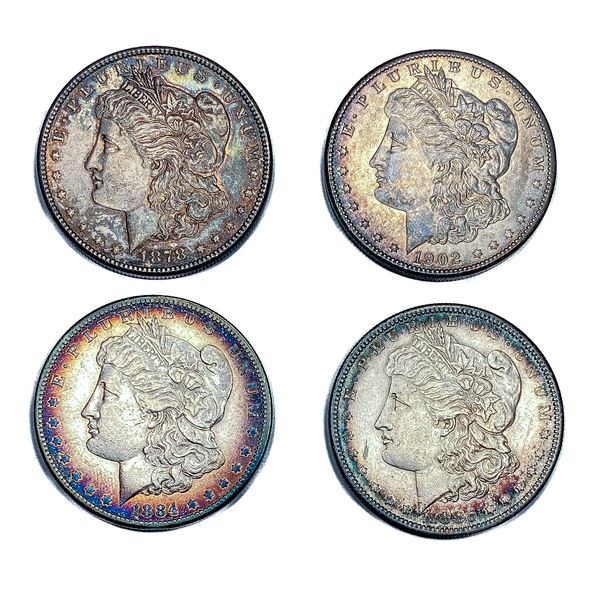 (4) Morgan Silver Dollars (1878-S, 1884-S, 1885-