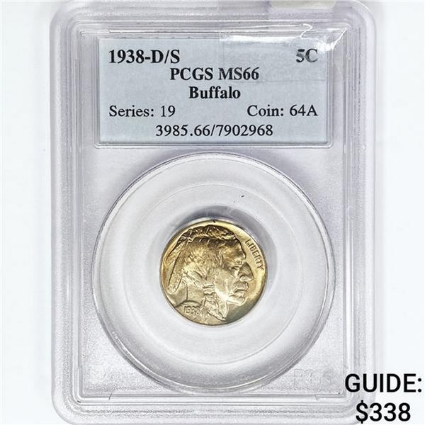 1938-D/S Buffalo Nickel PCGS MS66